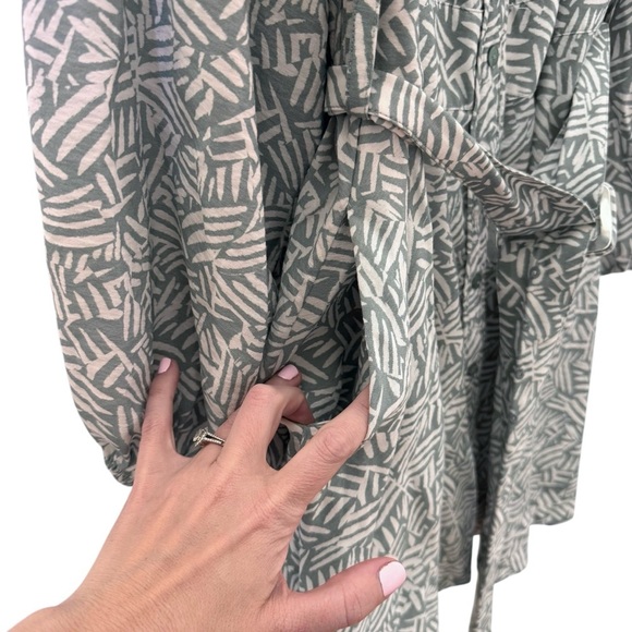 Johnathan Simkhai Bronte Off-the-Shoulder Belted Mini Dress in Palm Leaf Size L - Picture 8 of 11